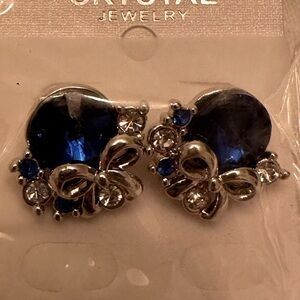 Elegant Silver and Blue Crystal Earrings